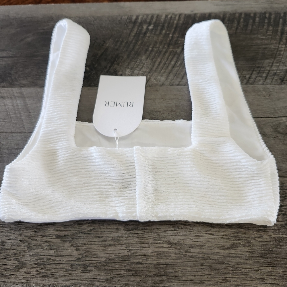 NWT Revolve Rumer White Ribbed Rosa Crop Or Swim Top Sz S - Picture 5 of 8